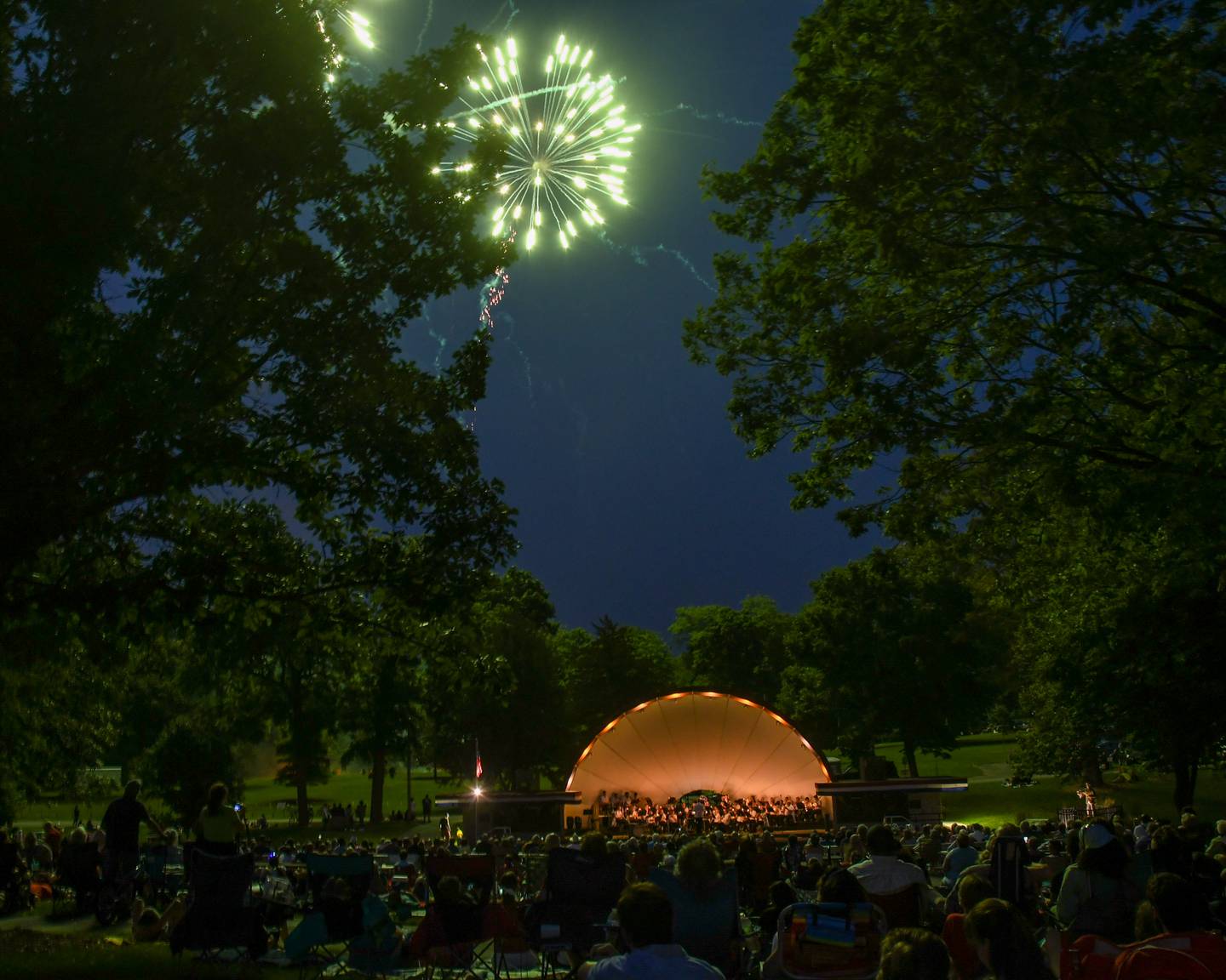 July 4, 2021 file photo - Many came to enjoy the fireworks and music performed by DeKalb’s Municipal Band at the bandshell at Hopkins Park in DeKalb held on July 4.