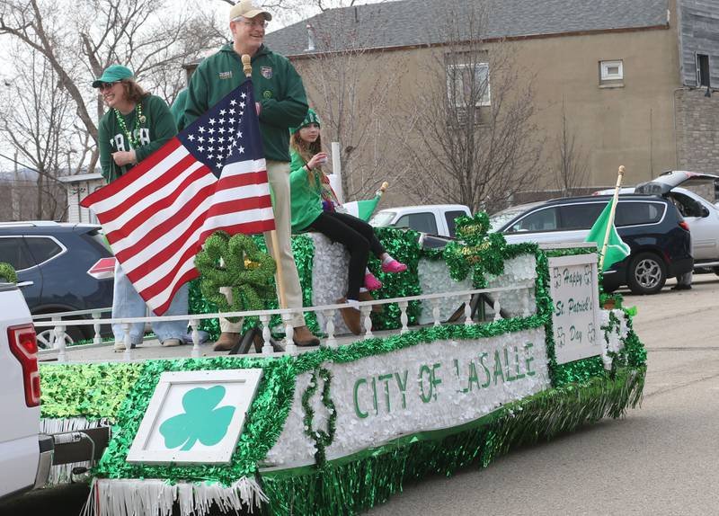 The City of La Salle float makes it's way down First Street during the St. Patrick's Day parade on Saturday, March 15, 2025 downtown La Salle.