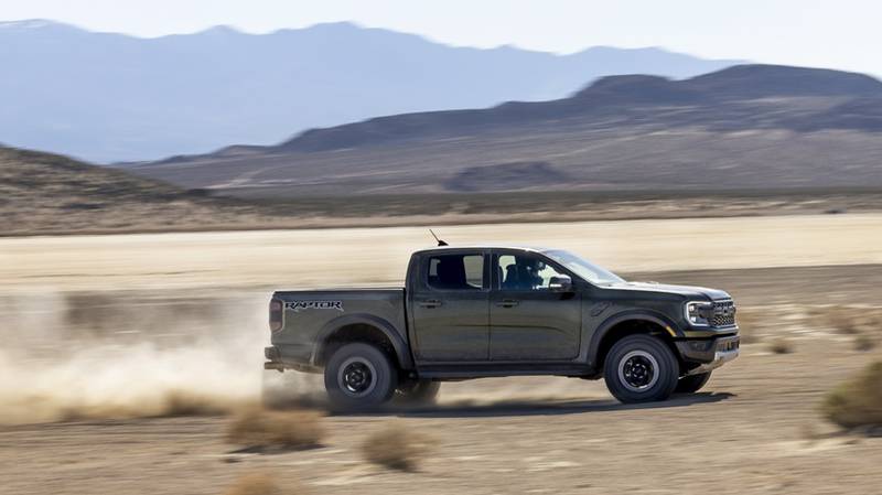 The 2024 Ford Ranger Raptor delivers aggressive looks, off-road prowess.