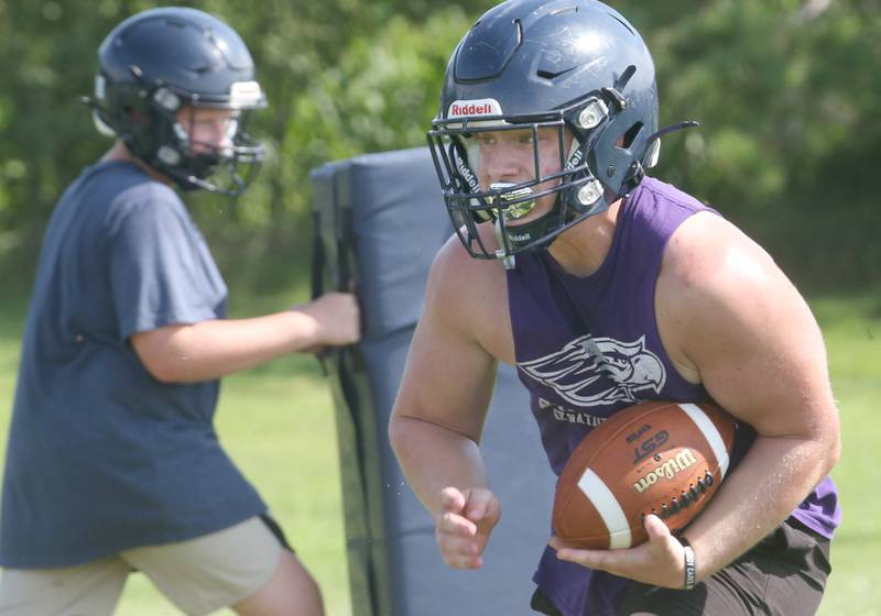 Bureau Valley's Dane Stewart, runs with the ball during training camp on Thursday, July 24, 2025 in Manilus.