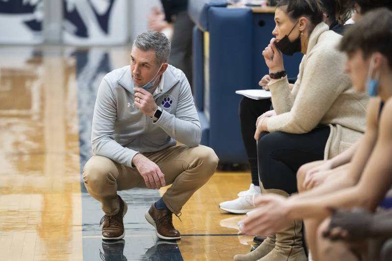 Hampshire head coach Mike Featherly during their game against Cary-Grove on Tuesday, January 25, 2022 at Cary-Grove High School in Cary.