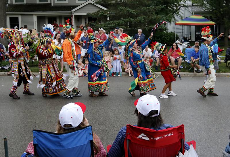 People watch as the Bolvis Dance Troop performs during the Lake Bluff Fourth of July parade on Friday, July 4, 2025, in Lake Bluff.