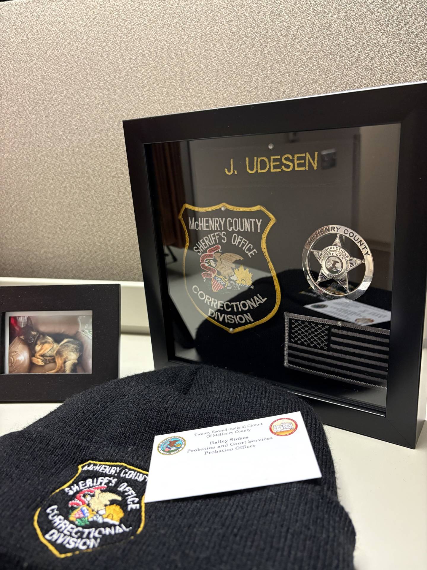 James "Jimmy" Udesen's McHenry County corrections officer badges and shield.