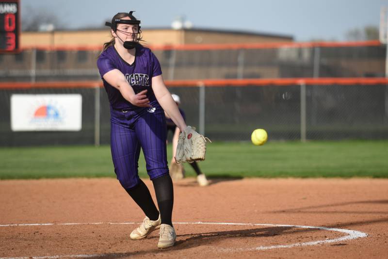 Wilmington's Lexi Strohm throws a pitch during a game at Beecher Thursday, April 24, 2025.