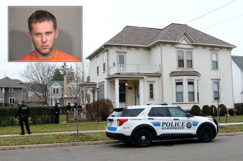 Police investigate at the residence of 408 La Fox River Drive on Wednesday, Dec. 1, 2021, in Algonquin. The bodies of a man and a woman were found about noon Wednesday after a well-being check on La Fox River Drive the day before, according to Algonquin police.