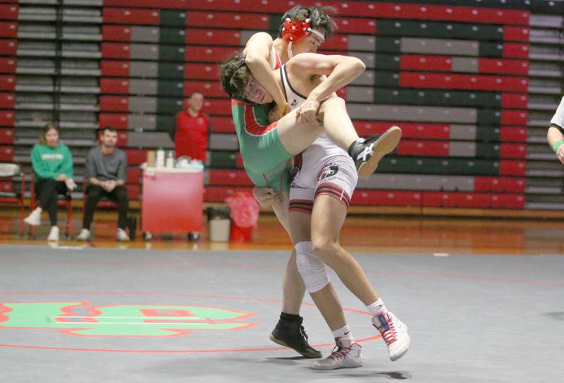 L-P's Adrian wrestles Ottawa's James Laitila on Thursday, Jan. 9, 2025 in Sellett Gymnasium at L-P High School.