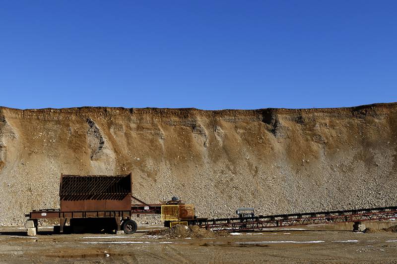 The mining face on Friday, Feb. 10, 2023, at Thelen Sand and Gravel, 28955 W. Route 173 in Fox Lake.