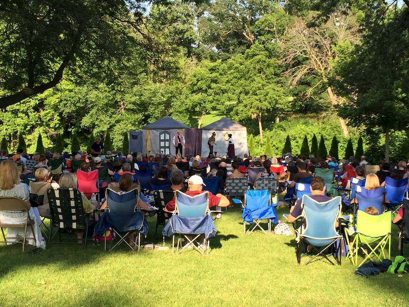Hundreds gathered in Geneva's Island Park on Saturday, July 18, 2015, for Shakespeare in the Park. The Midsummer Theatre Troupe performed "Twelfth Night."