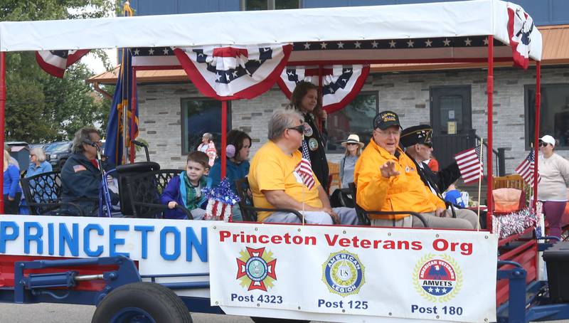Princeton veterans ride a float during the 54th annual Homestead Festival parade on Saturday, Sept. 6, 2025 in Princeton.