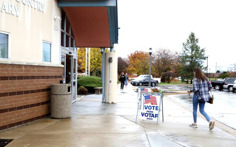 Kane County residents show up to vote in the General Election inside the Town and Country Library on Tuesday, Nov. 5, 2024 in Elburn.