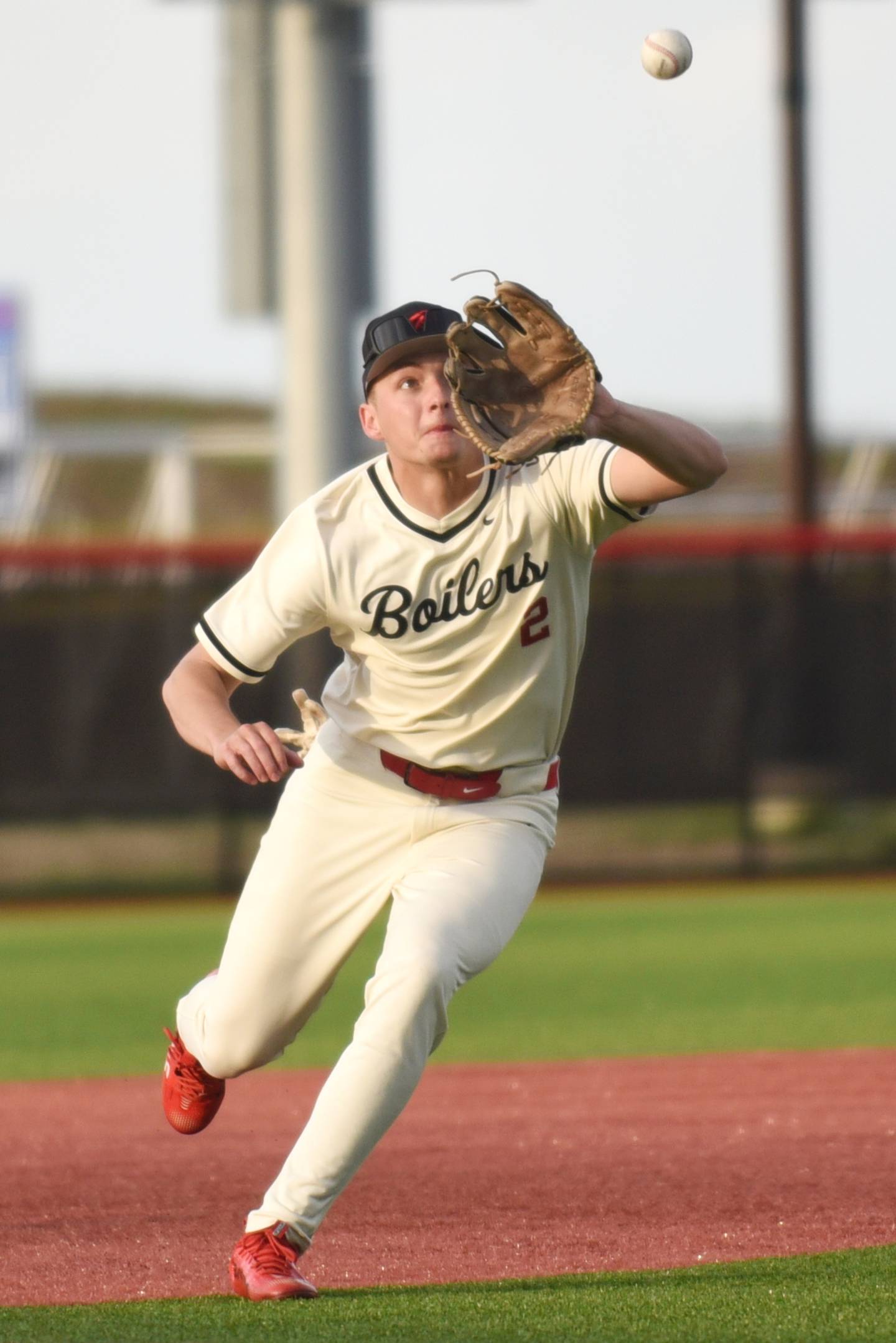 Bradley-Bourbonnais' Ellis Johnson fields a chopper during a home game against Stagg Friday, May 8, 2026.
