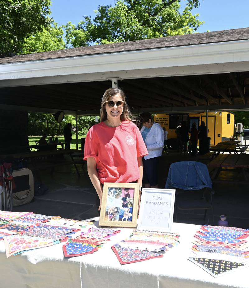 Heather Lehr, of Utica, started her doggie bandana business during COVID, after she got a puppy and started making him bandanas.