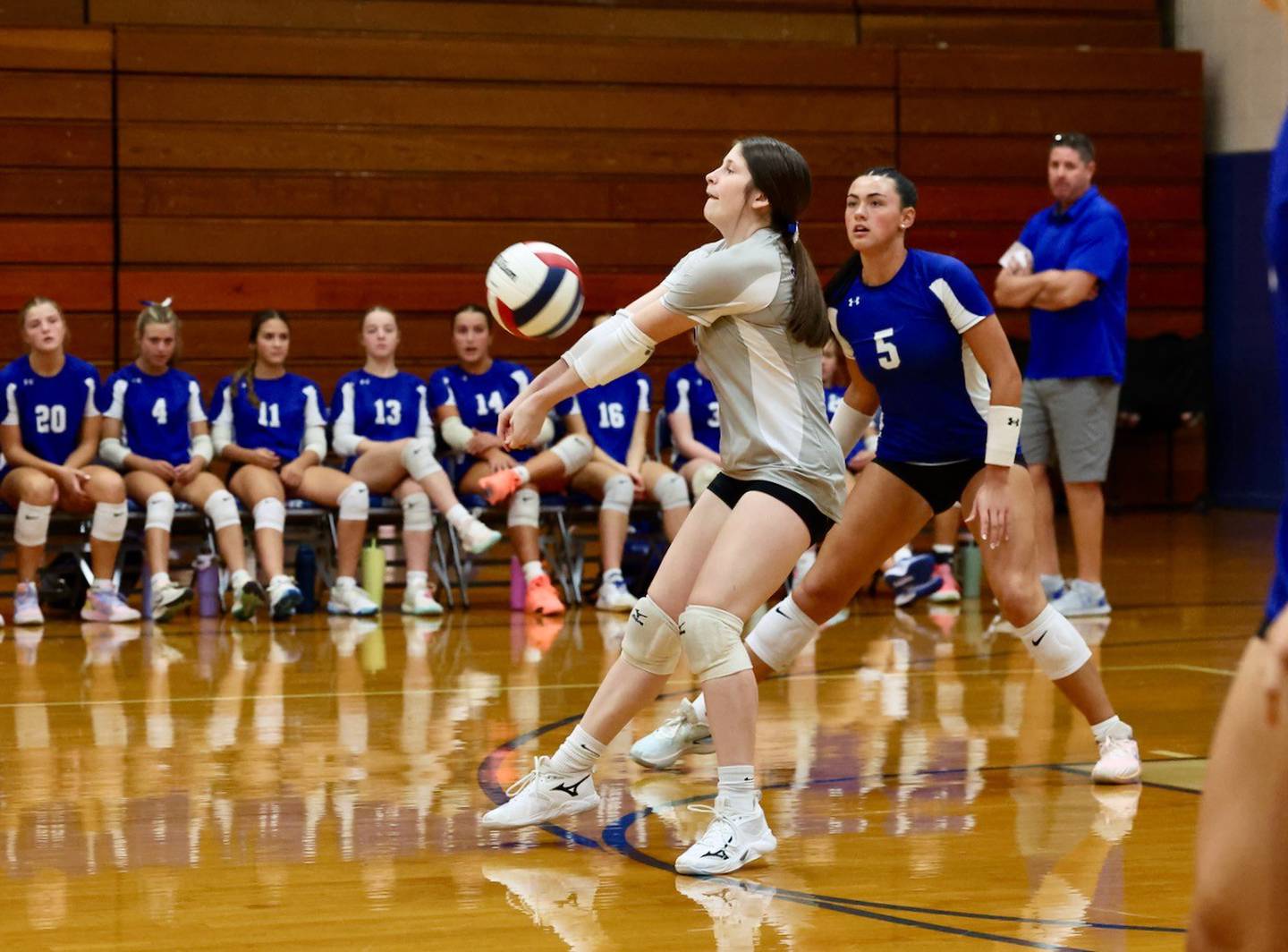 Princeton senior Camryn Driscoll makes a pass against E-P Monday night at Prouty Gym. E-P won 25-13, 25-15.