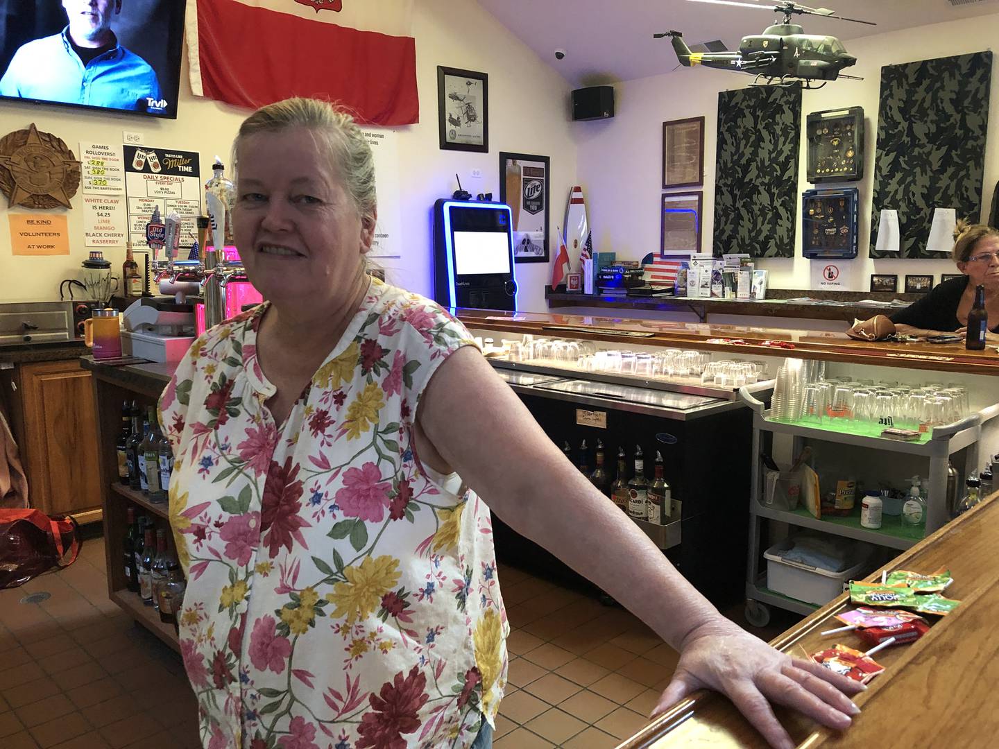 One of the volunteers working at McHenry's McHenry's Polish Legion of American Veterans Post 188 on Thursday, Oct. 10, 2024. It is one of three veterans organizations with its own hall in the city.