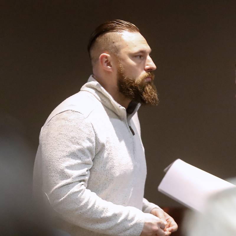 Matthew Lilla leaves court after a hearing Wednesday, April 12, 2023, in the McHenry County courthouse. Lilla, 36, of Chicago, is charged with drug trafficking and other felonies.