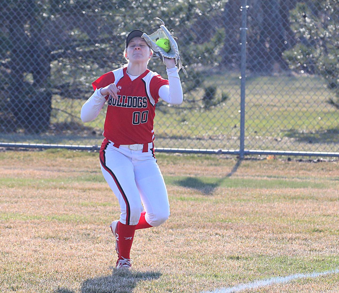 Streator's left fielder Lily Kupec catches a fly ball against L-P on Wednesday, March 29, 2023 at Veteran's Park in Peru.