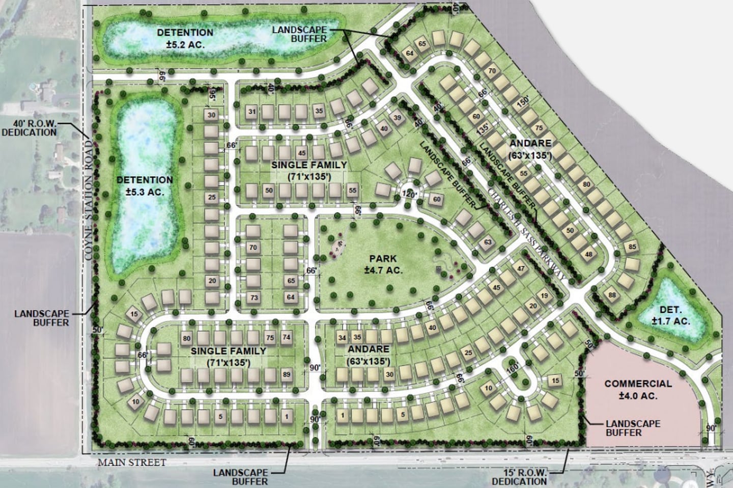 Lennar proposed a 177-home development at the intersection of Main Street and Coyne Station Road near Huntley.