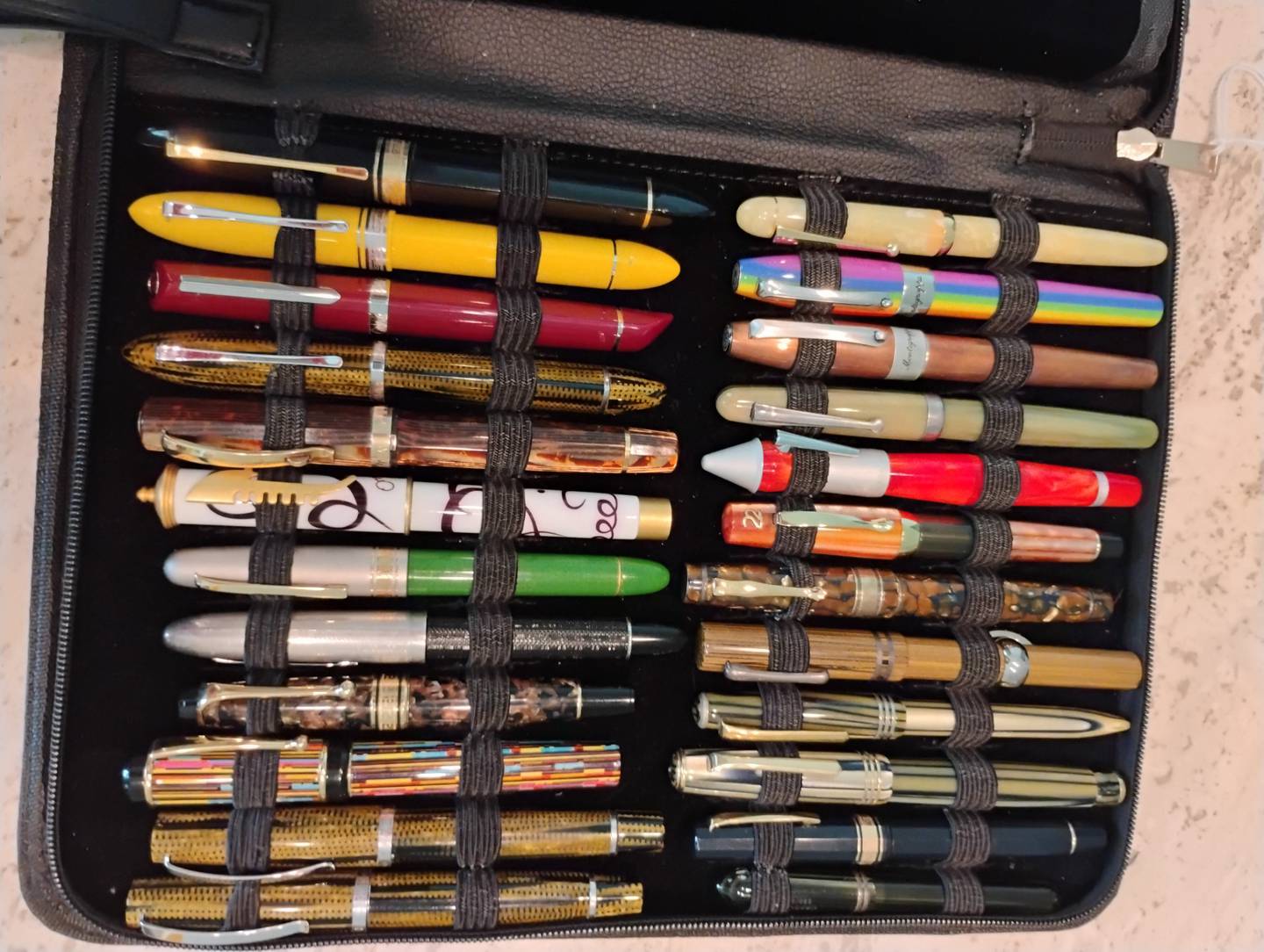 Italian-made fountain pens in the collection of Geneva resident Paul Conterato.