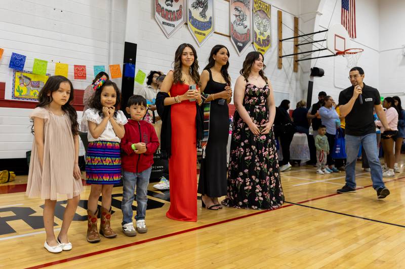 Northbrook School’s Cinco de Mayo celebration’s royalty candidates line up for voting on Friday, May 2, 2025 at Northbrook School in Mendota.