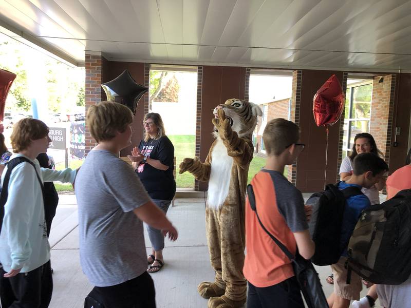 Pupils at Johnsburg Junior High School were welcomed back on Aug. 23, 2022, with fanfare including music and a red carpet reception.