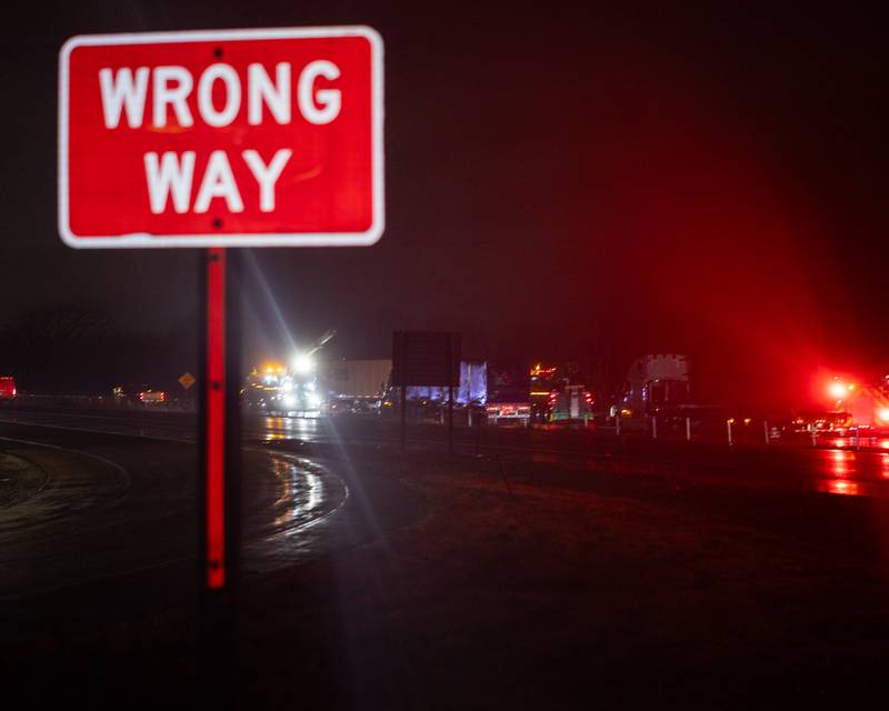 La Salle and Peru First-Responders respond to a ‘flipped over’ Semi Truck on Thursday, January 8, 2026, on westbound Interstate 80 in La Salle.