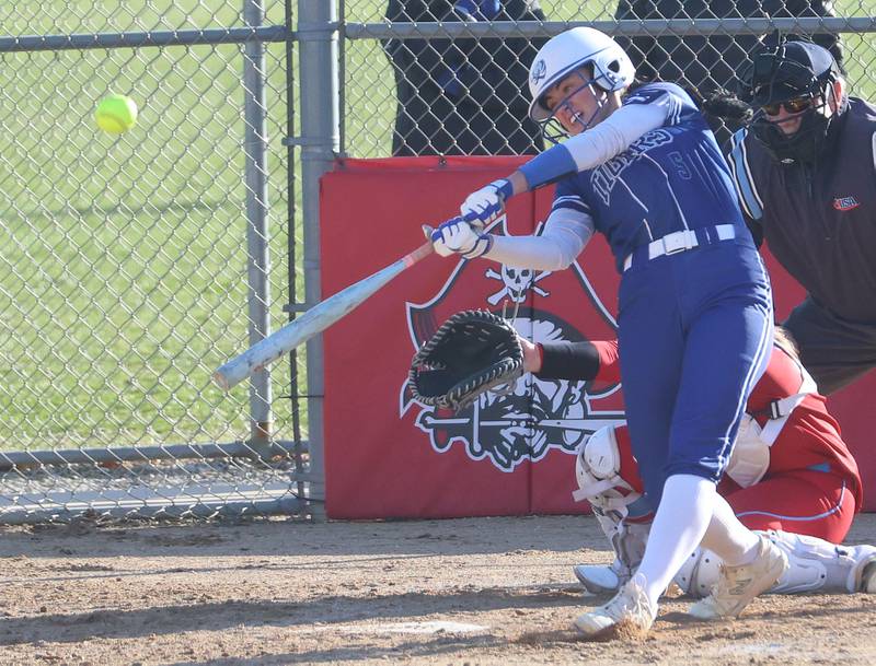 Princeton's Keely Lawson gets a hit against Ottawa on Friday, March 13, 2026 at Ottawa High School.