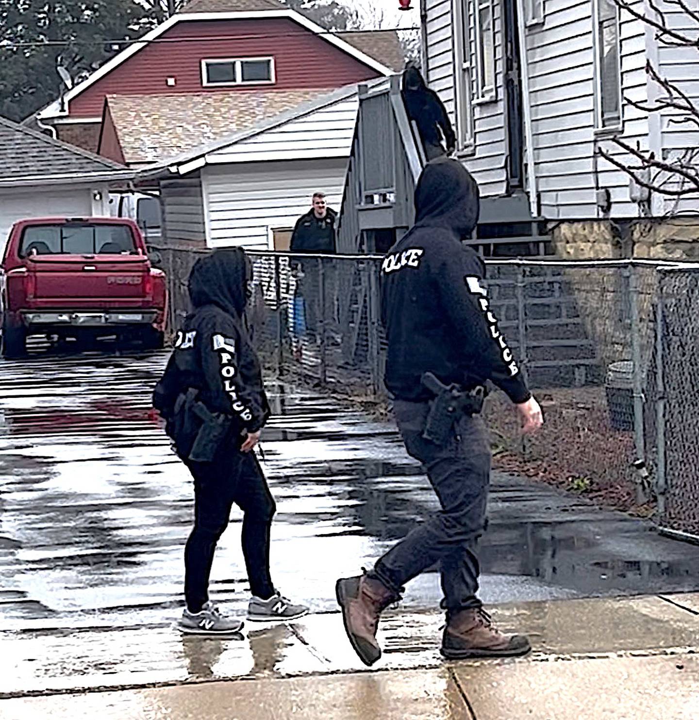 Officers were conducting the execution of a search warrant on Thursday, April 2, 2026, at a residence in the 400 block of Garnsey Avenue in Joliet.