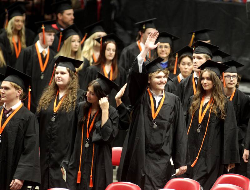 St. Charles East High School graduates enter during the school’s 2023 commencement ceremony at Northern Illinois University in DeKalb on Monday, May 22, 2023.