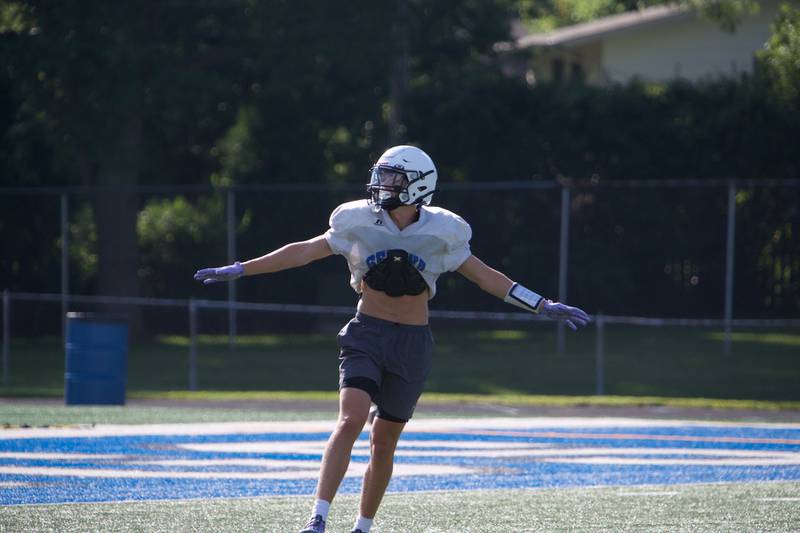 Geneva's Bennett Konkey reacts to a drill during practice on Thursday Aug.21,2025 in Geneva.