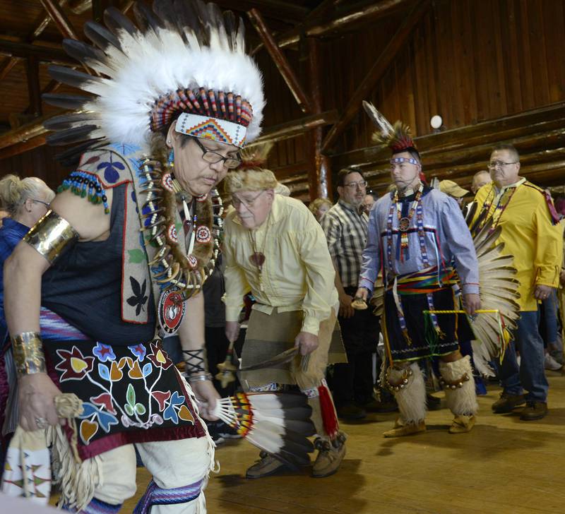 Many people showed up Sunday, March 20, 2021, for an afternoon of Native American ceremonies in The Great Hall at Starved Rock Lodge. Those attending witnessed many dances performed with many Native American customs.