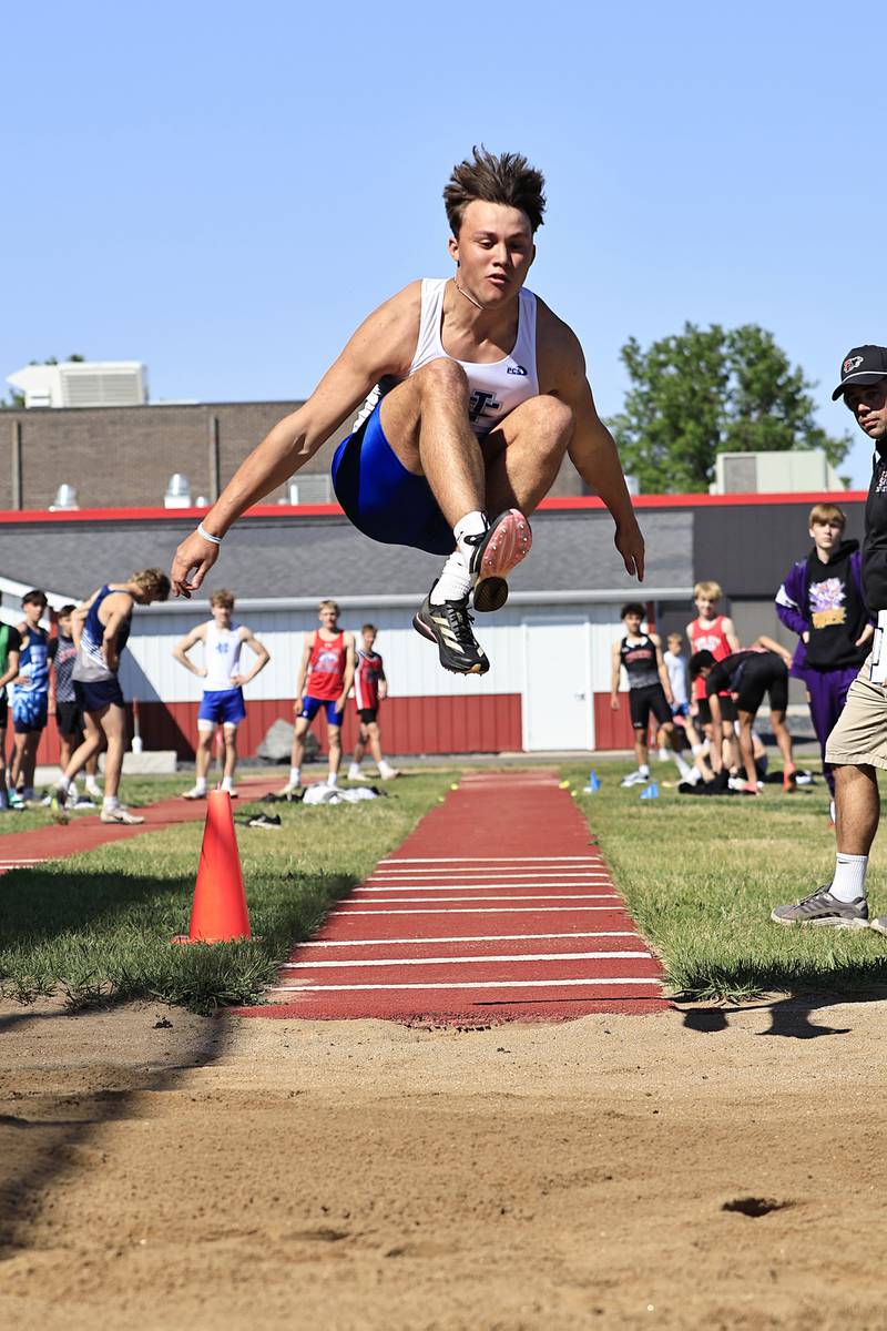 Newman Central Catholic traveled to Erie on Wednesday for the IHSA sectional track meet. Rylan Alvarado jumped his way to the state meet in the long jump event with a jump of 6.51m.