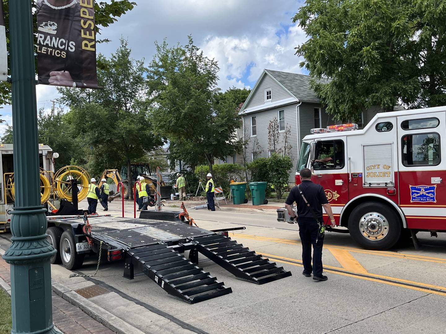 Emergency crews at the scene of a gas leak on Monday, Aug. 1, 2022, on Plainfield Road, also known as Route 30, in Joliet.