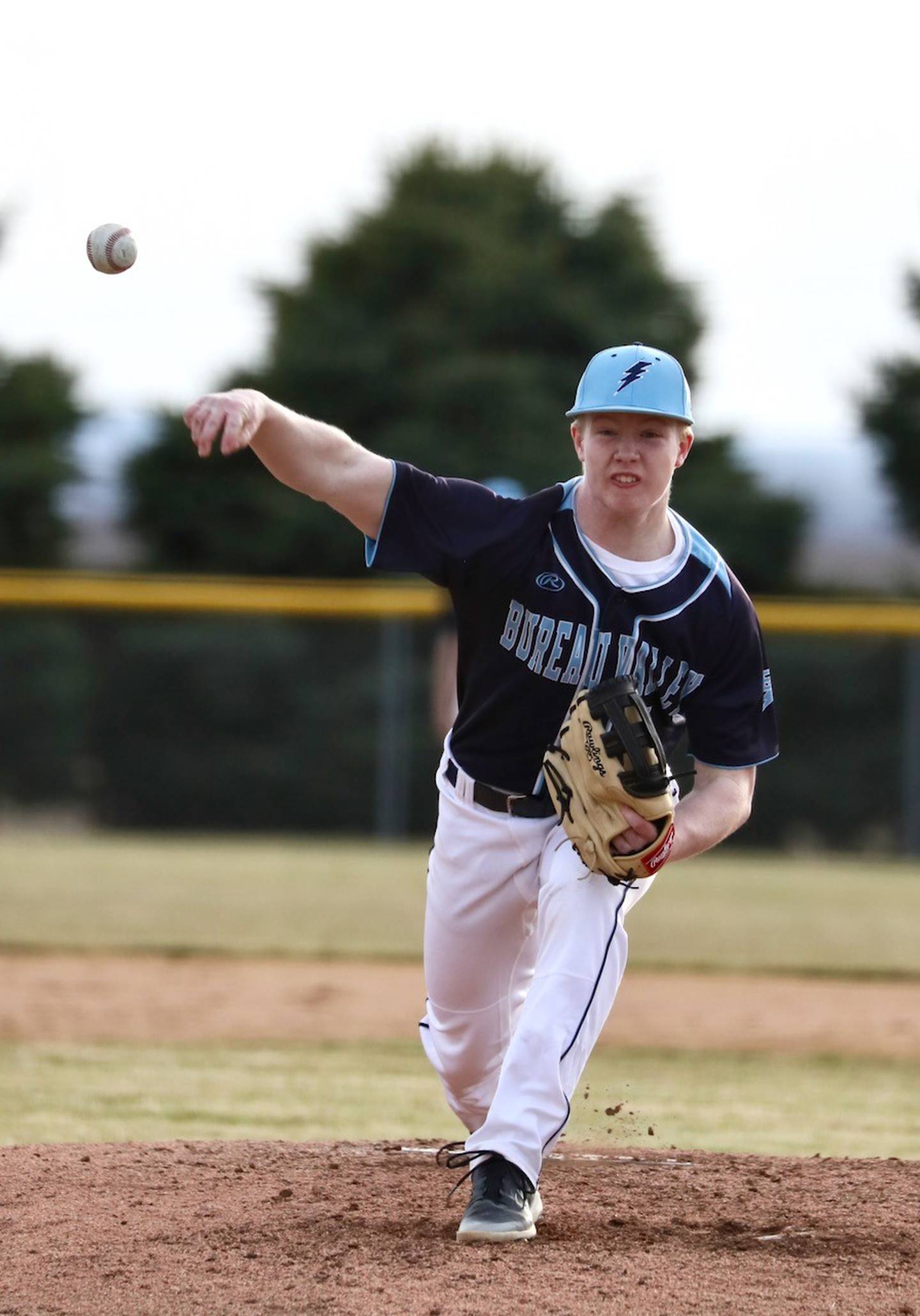 Bureau Valley Bryce Helms throws a pitch against ROWVA in Tuesday's season-opener in Manlius.