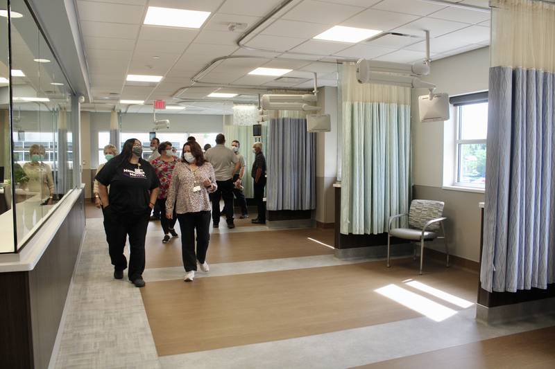 CGH Medical Center employees take self-guided tours on Thursday of the new oncology unit that has been added to the third floor of the Main Clinic in Sterling.
