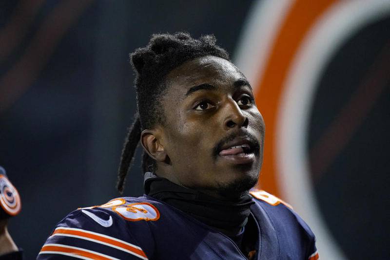 Chicago Bears wide receiver Javon Wims walks to the locker room after being ejected for unnecessary roughness in the second half Sunday.