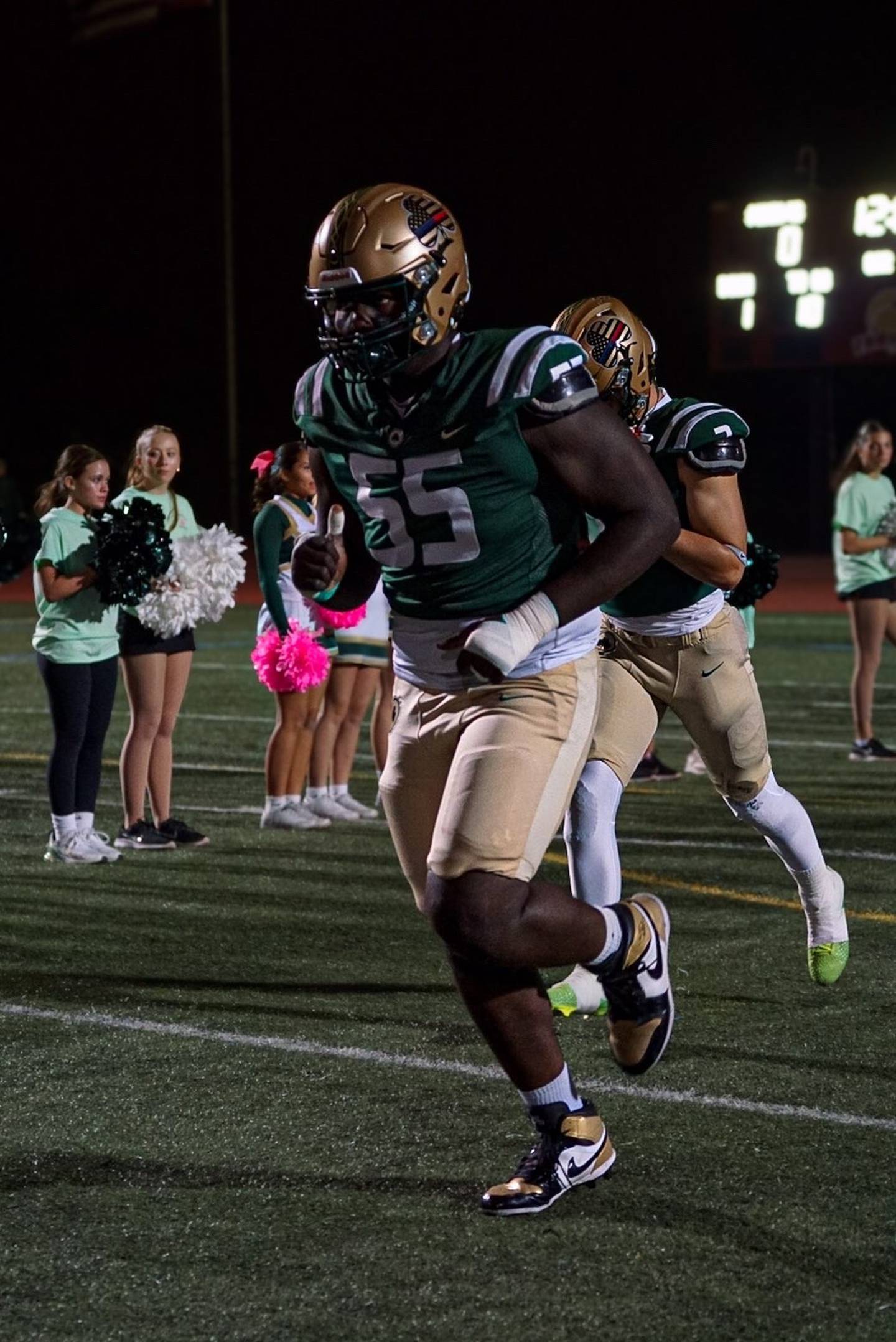 St. Patrick defensive lineman David Folorunsho helped lead the Shamrocks to the CCL/ESCC Purple title in 2025. St. Patrick went 6-5 and reached the second round of the IHSA Class 5A playoffs.