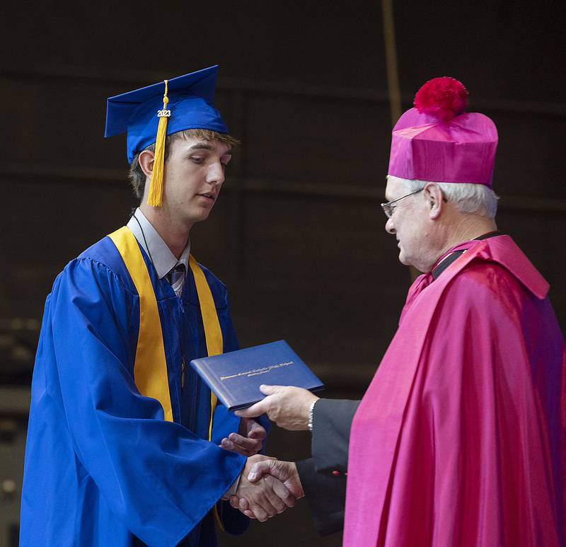 Kyle Wolfe was the last of 43 graduates to accept their diploma at Newman High School Wednesday, May 17, 2023.