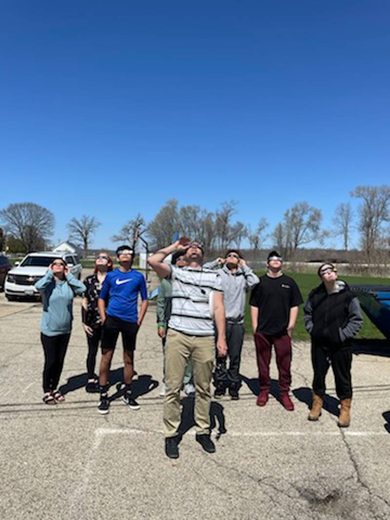 The students at BEST School in Tiskilwa took some time on Monday, April 8, 2024, to watch the partial solar eclipse.