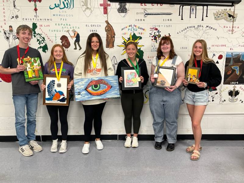 PCHS award winners from the Mendota High School Cultural Interpretation Contest includes (L-R) Conlan Cwikla, Hannah Taliani, Teaghan Sarver, Gabby Doyle, Haven Sittler and Megan Wasilewski.