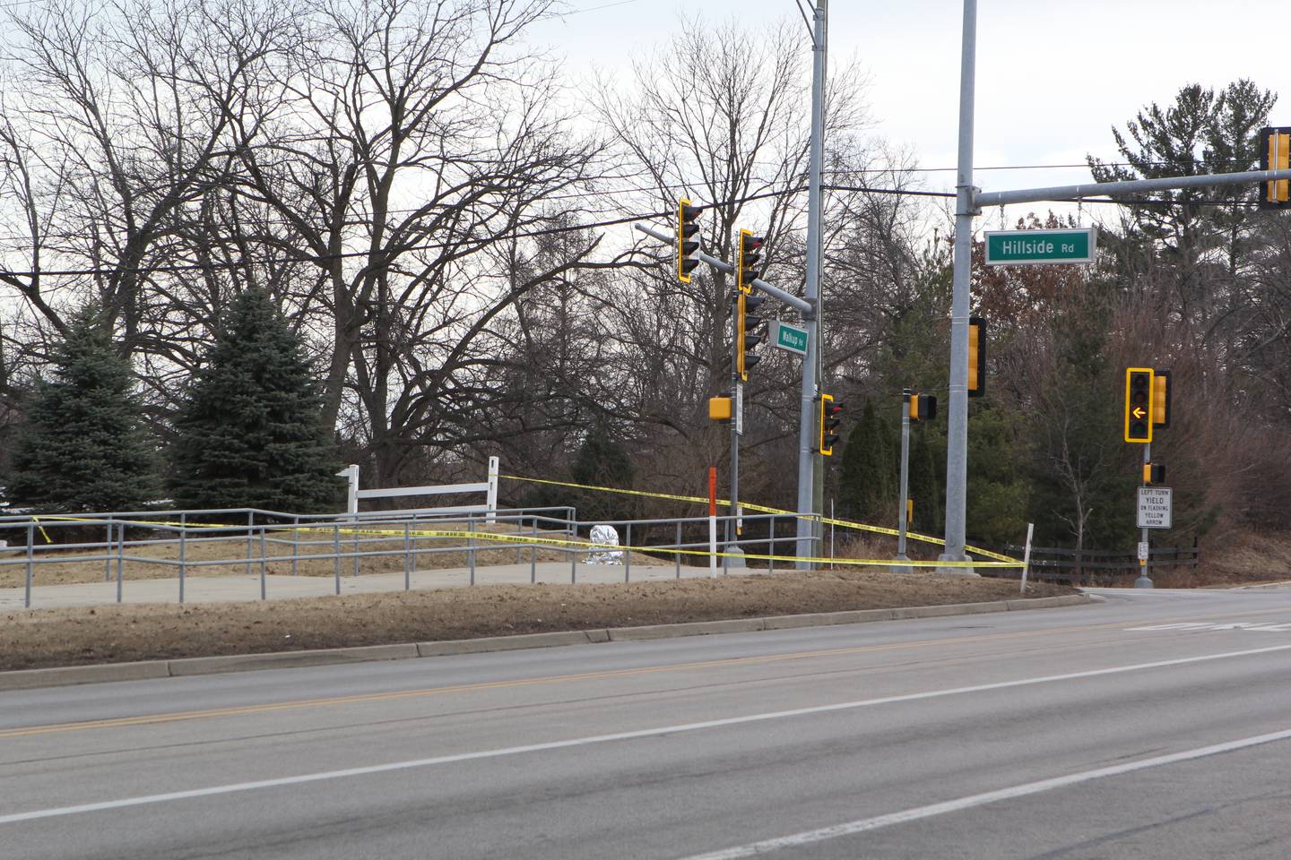 McHenry County Sheriff Officers investigate a suspicious package at the intersection of Hillside and Walkup roads in Crystal Lake on Feb. 17, 2026.