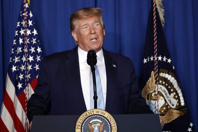 FILE - President Donald Trump speaks at his Mar-a-Lago estate on Jan. 3, 2019, in Palm Beach, Fla. Authorities are preparing for the possibility that former President Donald Trump could be indicted and arraigned as early as next week on charges stemming from a New York City grand jury investigation into hush money paid on his behalf, four law enforcement officials said Friday, March 17, 2023. (AP Photo/ Evan Vucci)