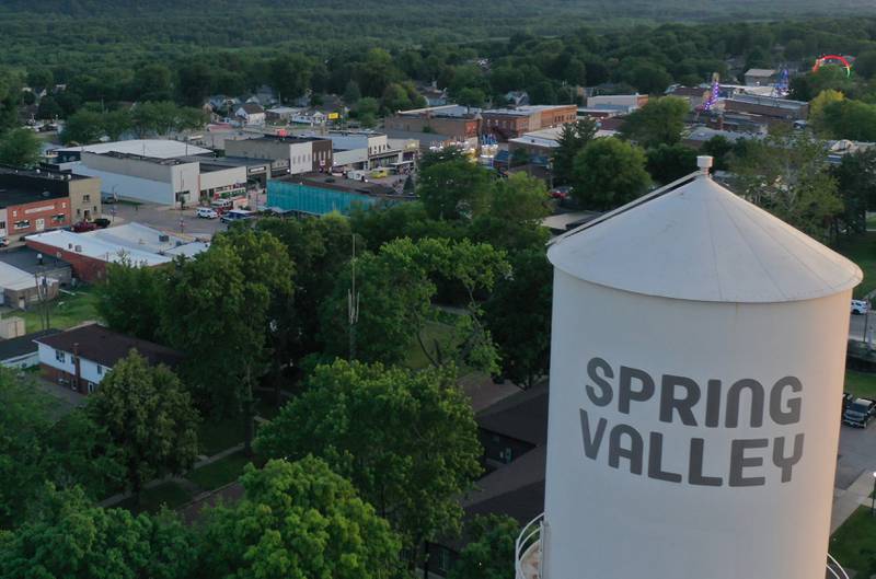 An aerial view of the  Spring Valley Summerfest on Thursday, June 19, 2025 downtown Spring Valley. The festival features a carnival, live entertainment, food vendors and fireworks on Saturday at dusk.