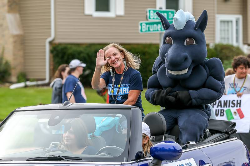 District #99 Administrator rides in the Downers Grove South Homecoming Parade. Sept 28, 2024 in Downers Grove.