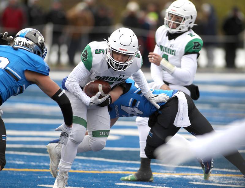 Providence’s Kaden Nickel (6) carries the ball during their Class 4A semifinal game against St. Francis in Wheaton on Friday, Nov. 19. 2022.