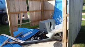 Porta-potty destroyed, fence damaged by vandals at Huntley park