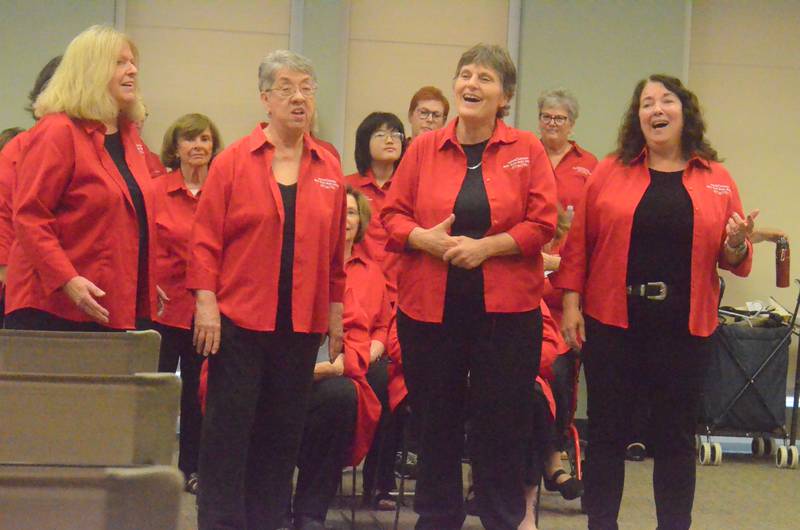Quarter Turn Quartet of Misty River Music Makers performs at the Batavia Public Library as part of their ‘Sundays on Stage’ series. Pictured, Jo Ann Ward, of Geneva, Beth Pasek, of St. Charles, Maria Kolano, of St. Charles, and Jennifer Offutt, of Batavia.