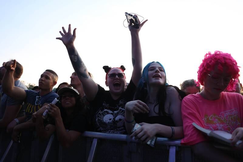 Fans sing along with Taking Back Sunday at the Riot stage on day one of Riot Fest. Friday, Sept. 17, 2022, in Chicago.