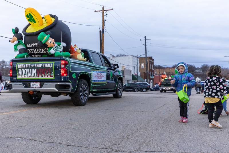St. Patricks Day parade drives down Main Street in Marseilles on Tuesday, March 14, 2026.