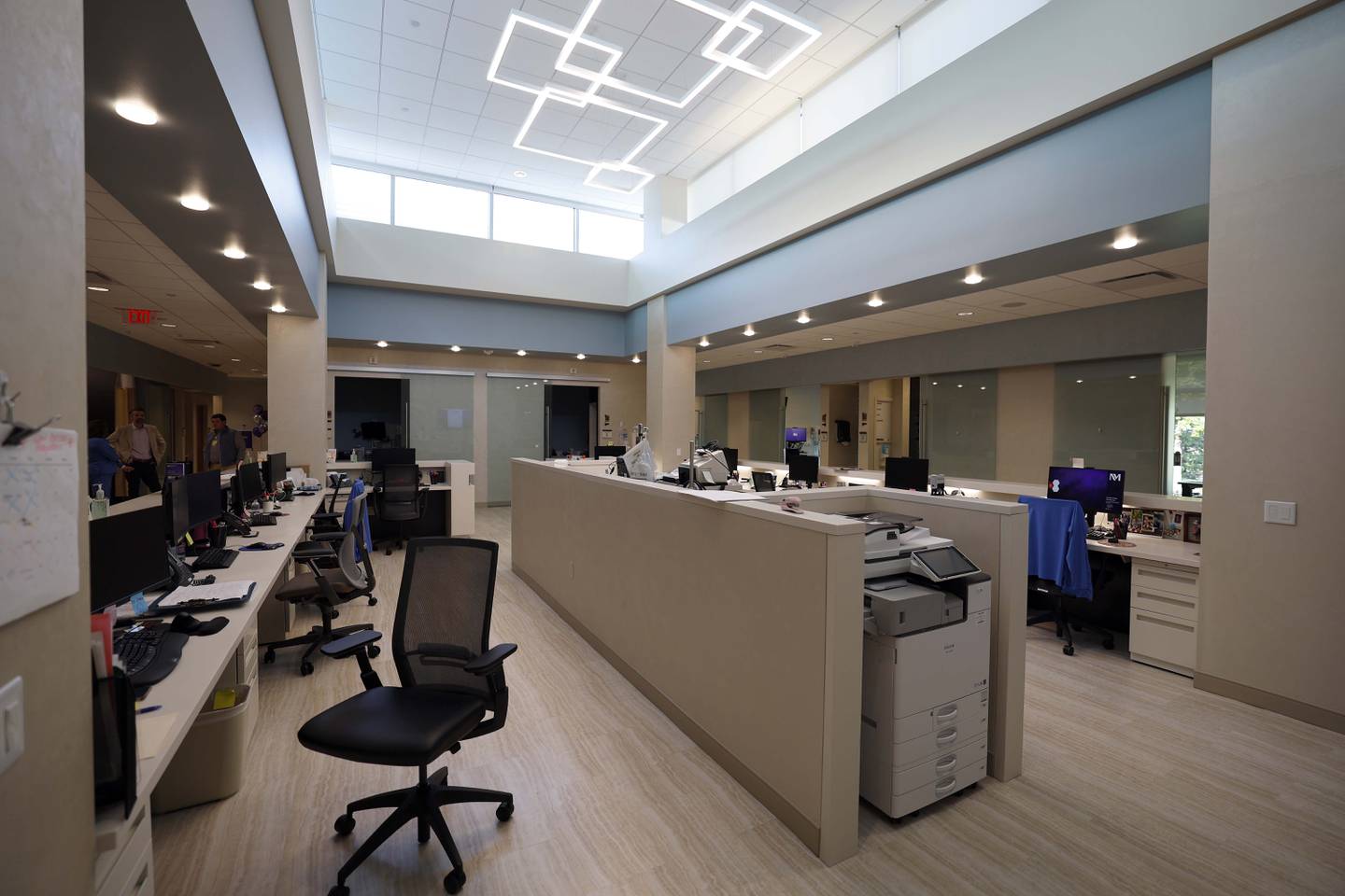 New remodeled and expanded nurses station Delnor Cancer Care Center, 304 S. Randall Road Thursday, Aug. 29, 2024 in Geneva. This expansion increased the center’s footprint by 15,500 square feet, expanding the total space to 56,988 square feet. An existing 17,000-square-foot space was updated with state-of-the-art equipment.