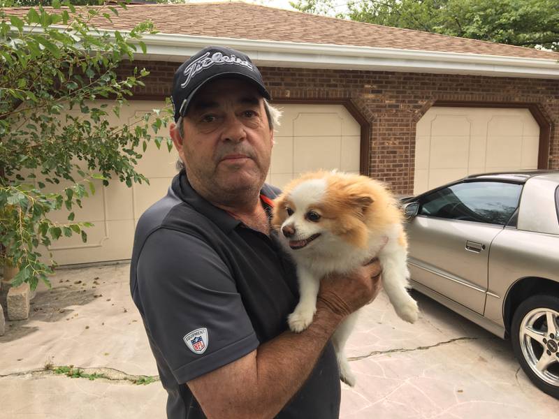 James Hess with his pet dog at his Minooka residence in 2019. He was interviewed by The Herald-News at the time following the resolution of his 2017 second-degree murder case.